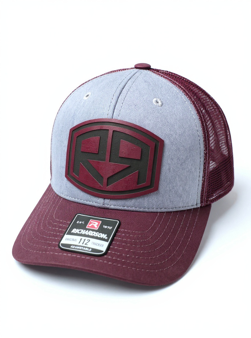 Richardson 112 - River & Ray Logo - Heather Gray/Maroon