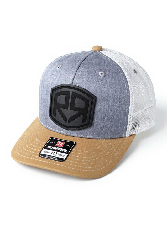 Richardson 112 - River & Ray Logo - Heather Gray/White/Gold