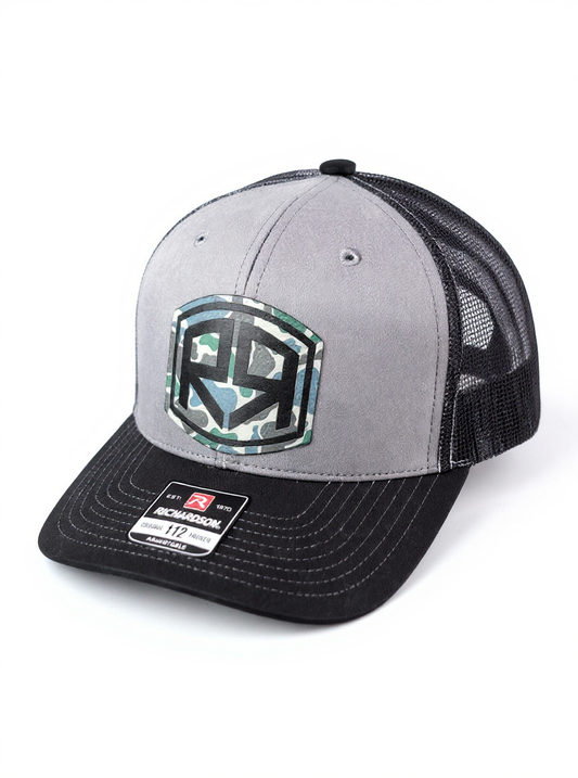 Richardson 112 - River & Ray Logo - Black/HeatherGray/Black