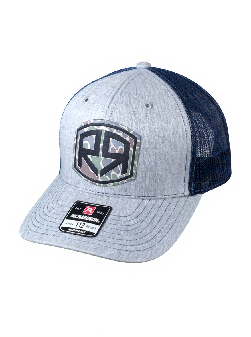 Richardson 112 - River & Ray Logo - Heather Gray/Navy