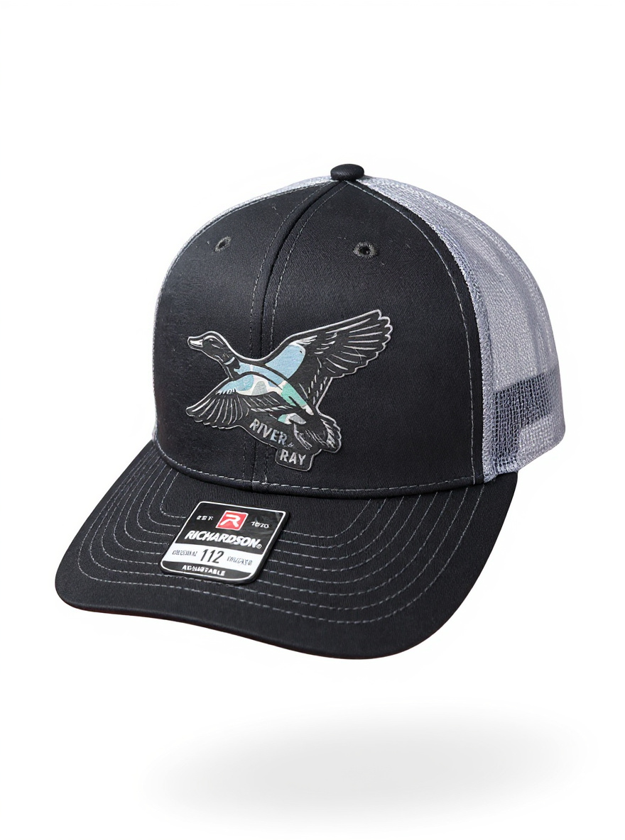 Richardson 112 - River & Ray Logo - Black/Charcoal