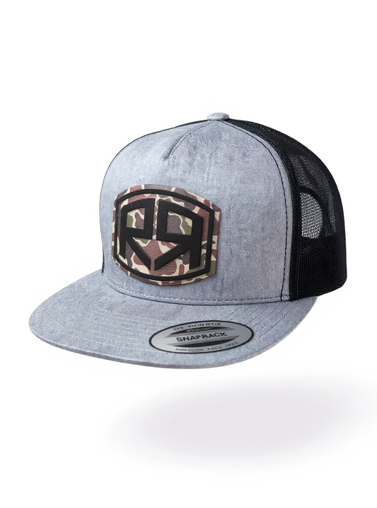 YP 6006 - Flat Bill - River & Ray Logo - Heather Gray/Black