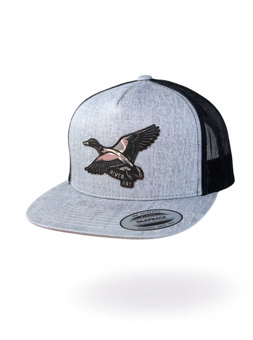 YP 6006 - Flat Bill - River & Ray Logo - Heather Gray/Black