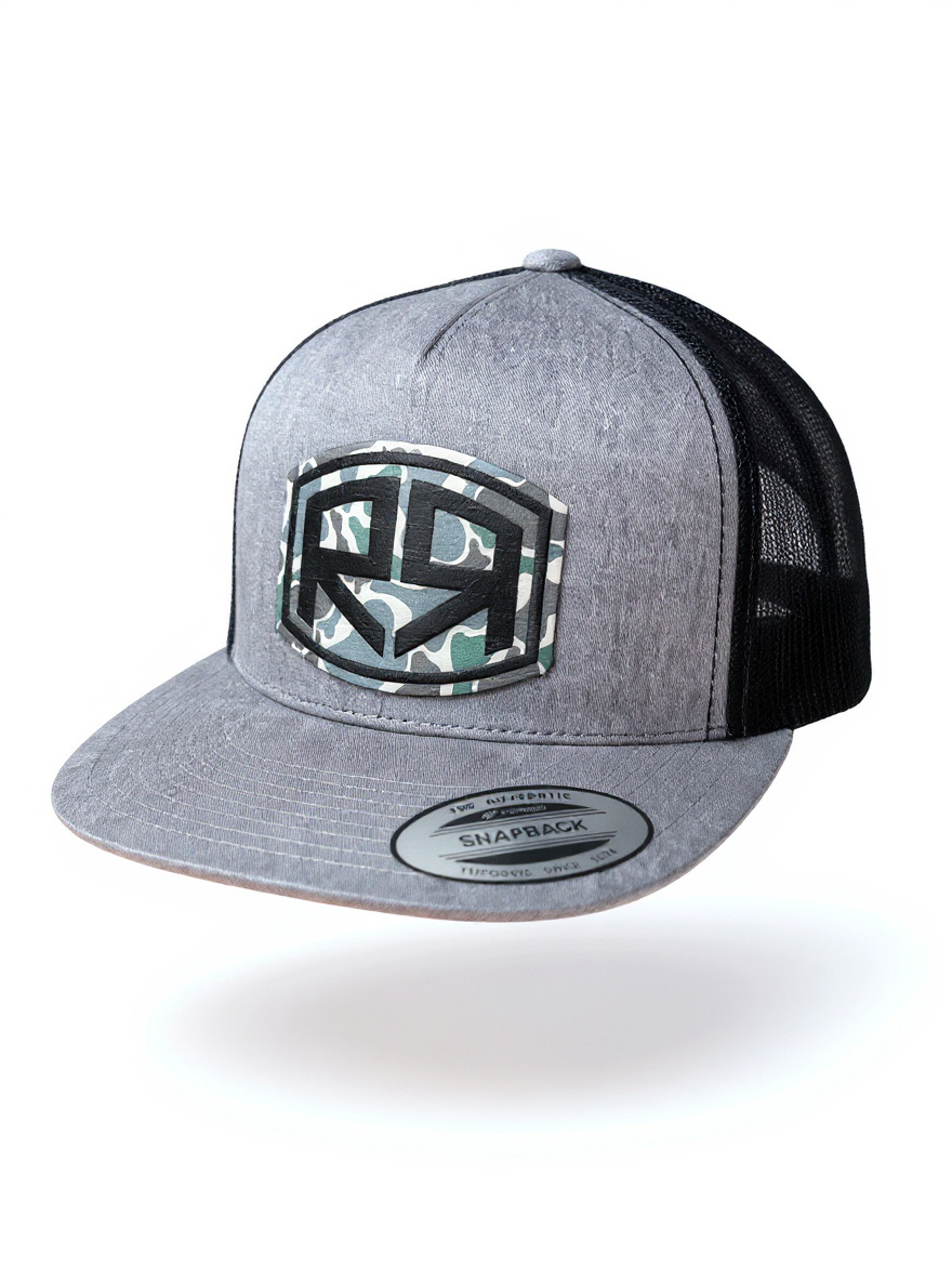 YP 6006 - Flat Bill - River & Ray Logo - Heather Gray/Black