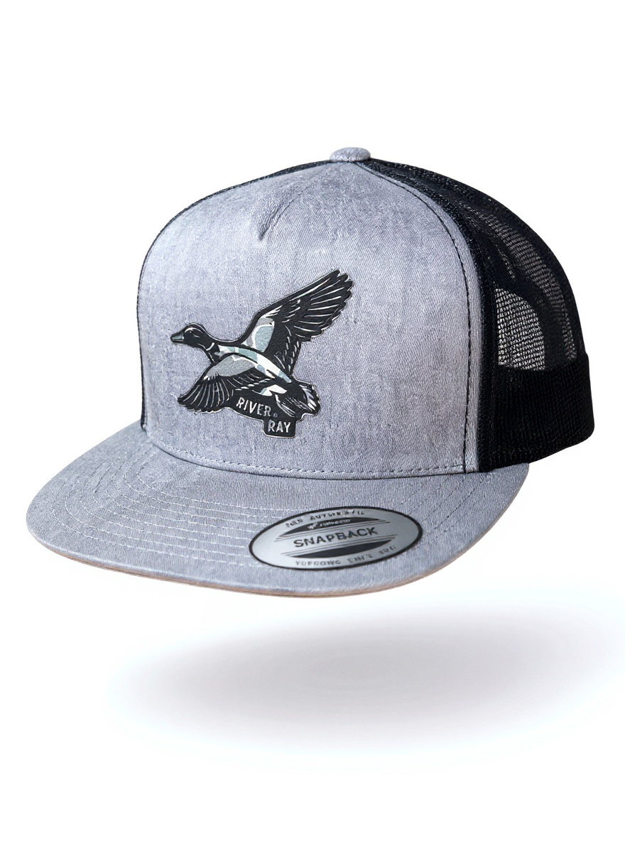 YP 6006 - Flat Bill - River & Ray Logo - Heather Gray/Black