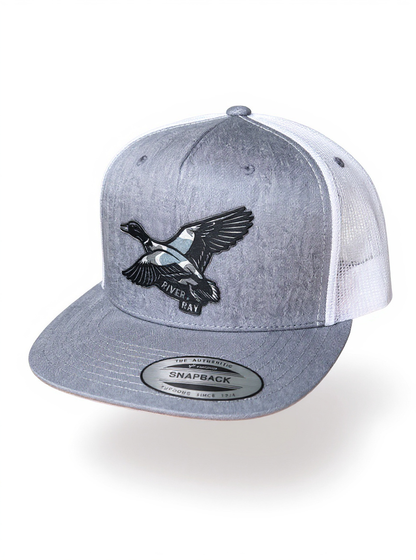 YP 6006 - Flat Bill  - River & Ray Logo - Heather Gray/White