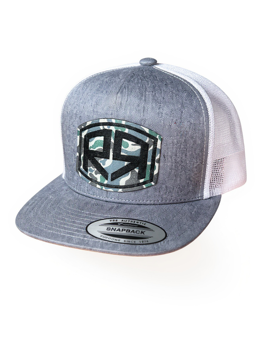 YP 6006 - Flat Bill  - River & Ray Logo - Heather Gray/White