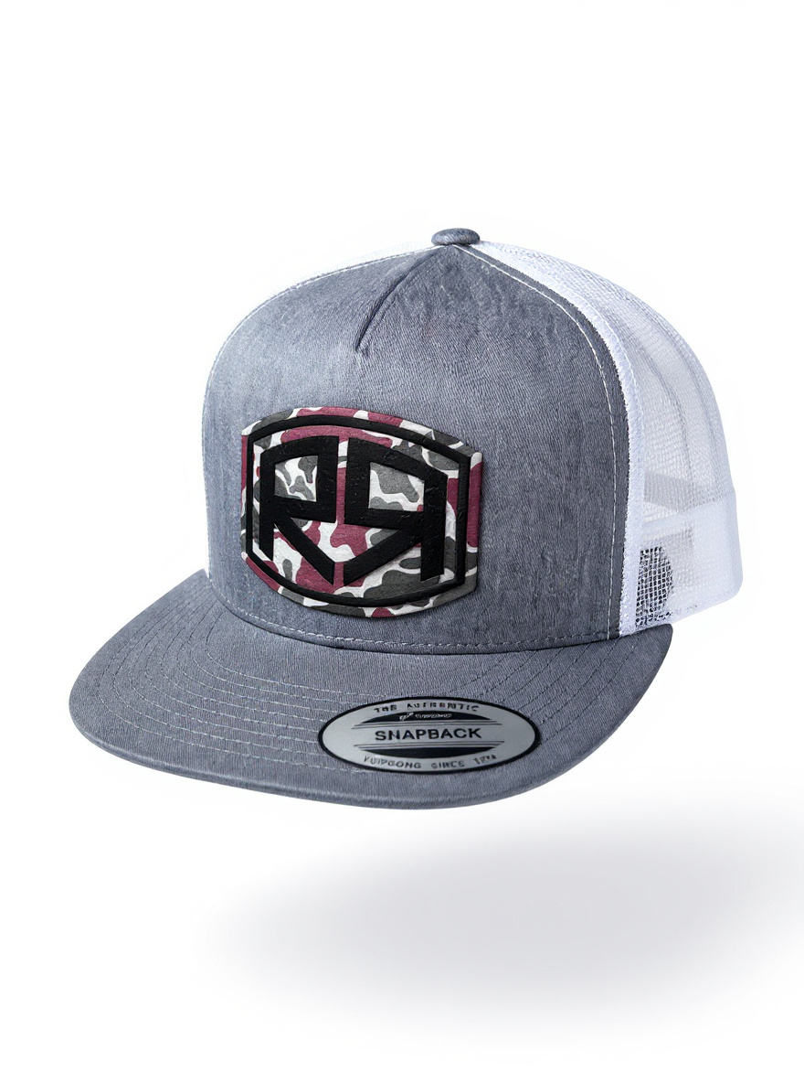 YP 6006 - Flat Bill  - River & Ray Logo - Heather Gray/White