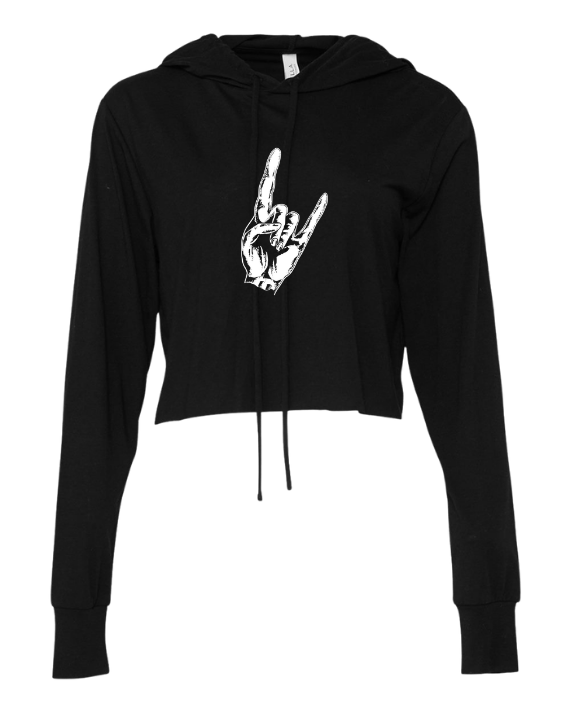 SB Creations Cropped Lightweight T-Shirt Hoodie - Black