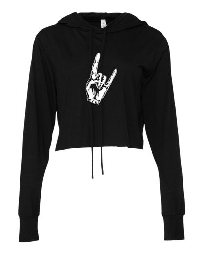 SB Creations Cropped Lightweight T-Shirt Hoodie - Black