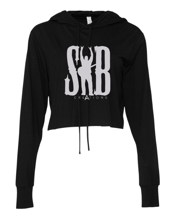 SB Creations Cropped Lightweight T-Shirt Hoodie - Black