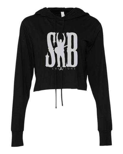 SB Creations Cropped Lightweight T-Shirt Hoodie - Black
