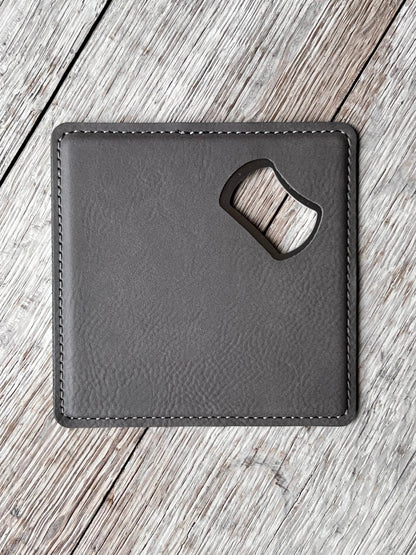 Laserable Leatherette Coaster Bottle Opener