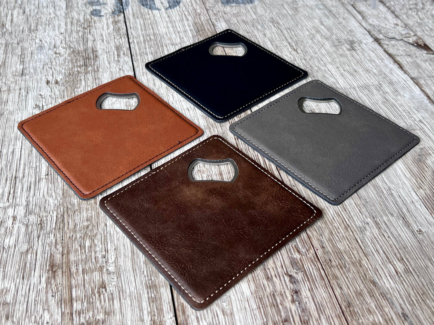 Laserable Leatherette Coaster Bottle Opener