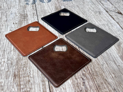 Laserable Leatherette Coaster Bottle Opener