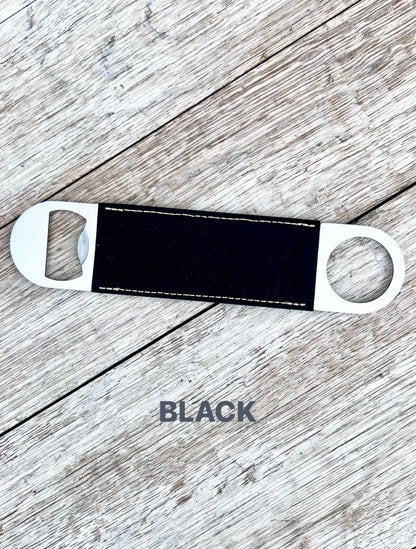 Laserable Leatherette/Cork Paddle Style Bottle Opener