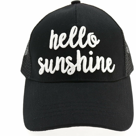 Hello Sunshine Embroidered Mesh Back High Ponytail CC Ball C