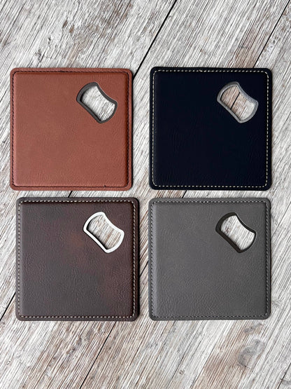 Laserable Leatherette Coaster Bottle Opener