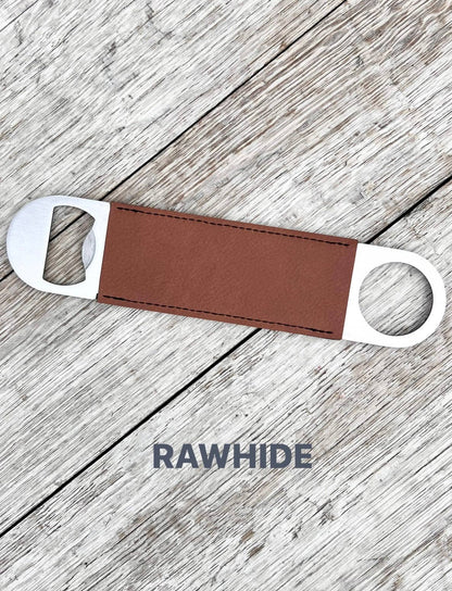 Laserable Leatherette/Cork Paddle Style Bottle Opener
