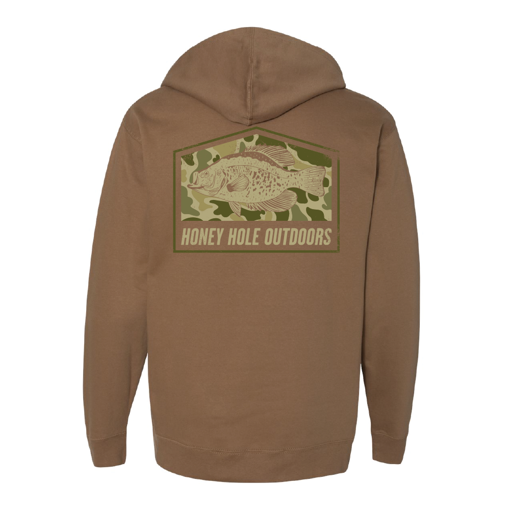 Fleece Hoodie - Camo Crappie - Saddle